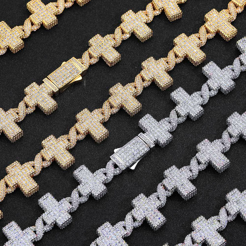 17mm S925 & Moissanite Cross Infinity Link Bracelet With Iced Out Shine - Image 5