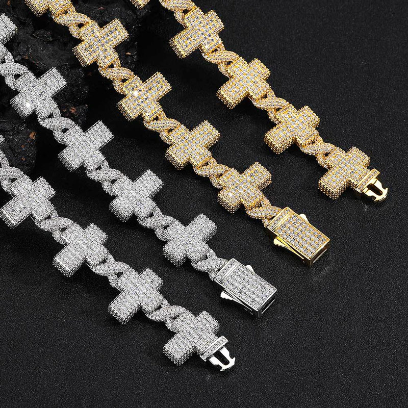17mm S925 & Moissanite Cross Infinity Link Bracelet With Iced Out Shine - Image 6