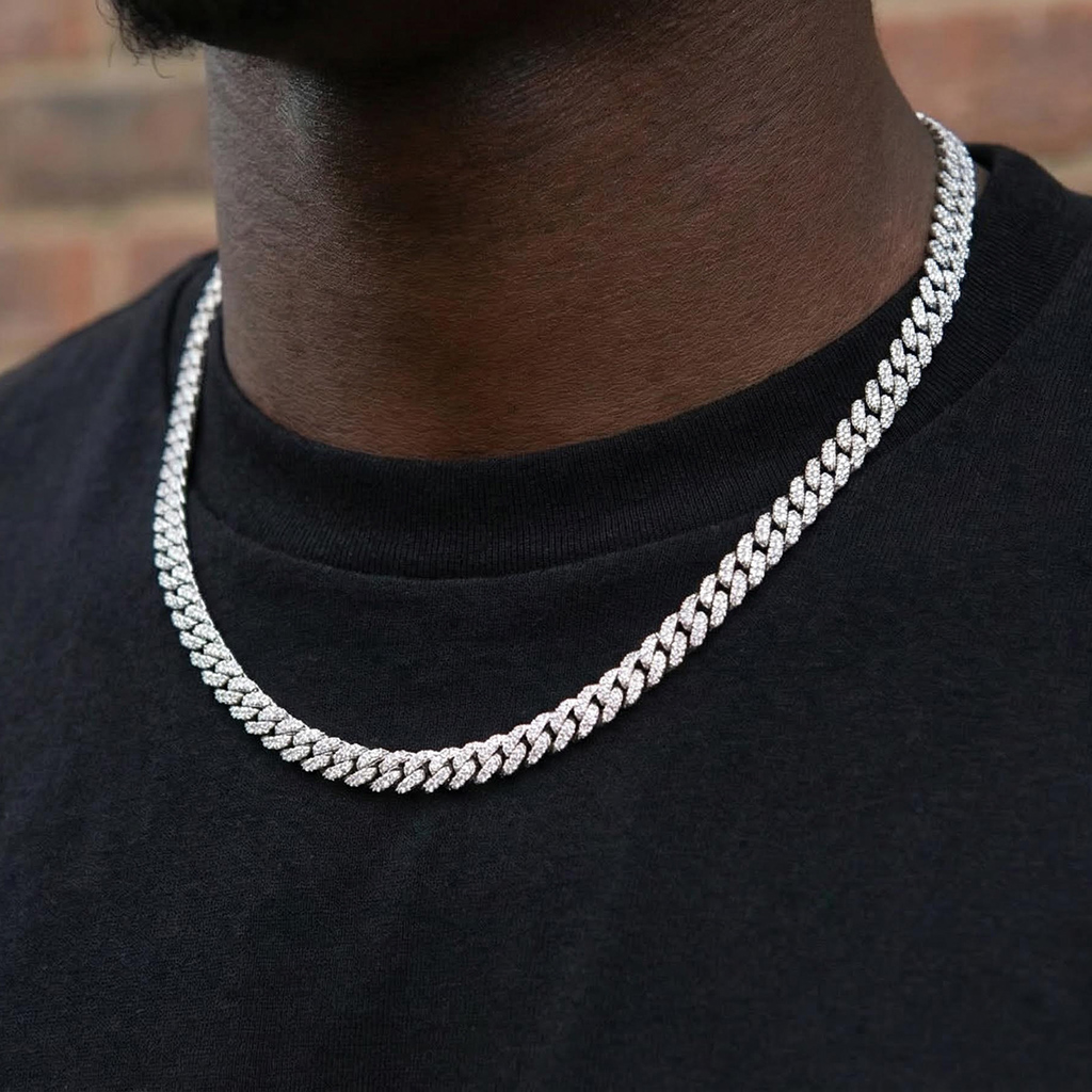 6mm Single Row S925 & Moissanite Diamond Cuban Link Chain Iced Out