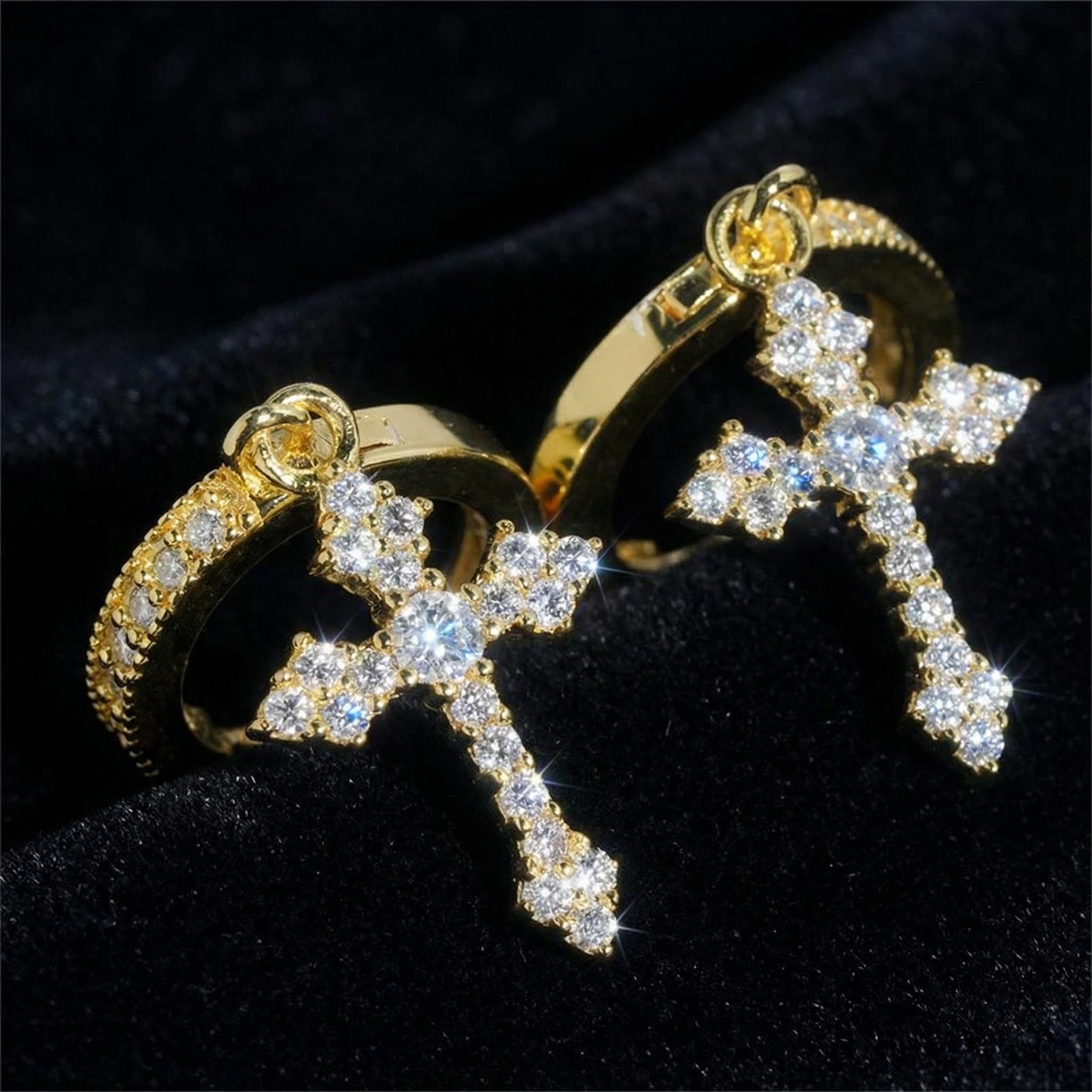 S925 & Moissanite Cross Hoop Earrings Iced Out Shine With Street Luxury - Image 9