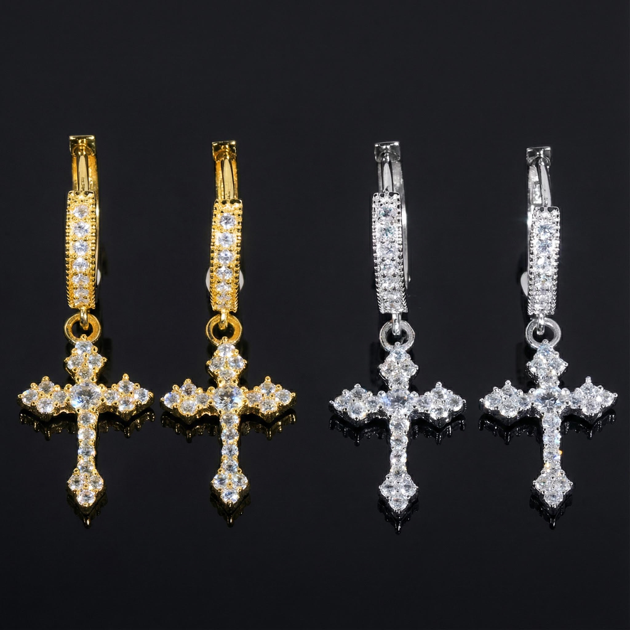 S925 & Moissanite Cross Hoop Earrings Iced Out Shine With Street Luxury