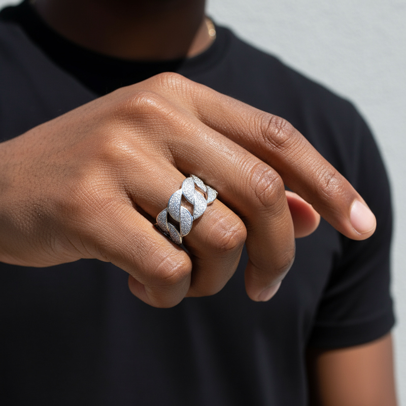 13mm S925 & Moissanite Cuban Ring Iced Out Shine With Street Luxury - Image 3