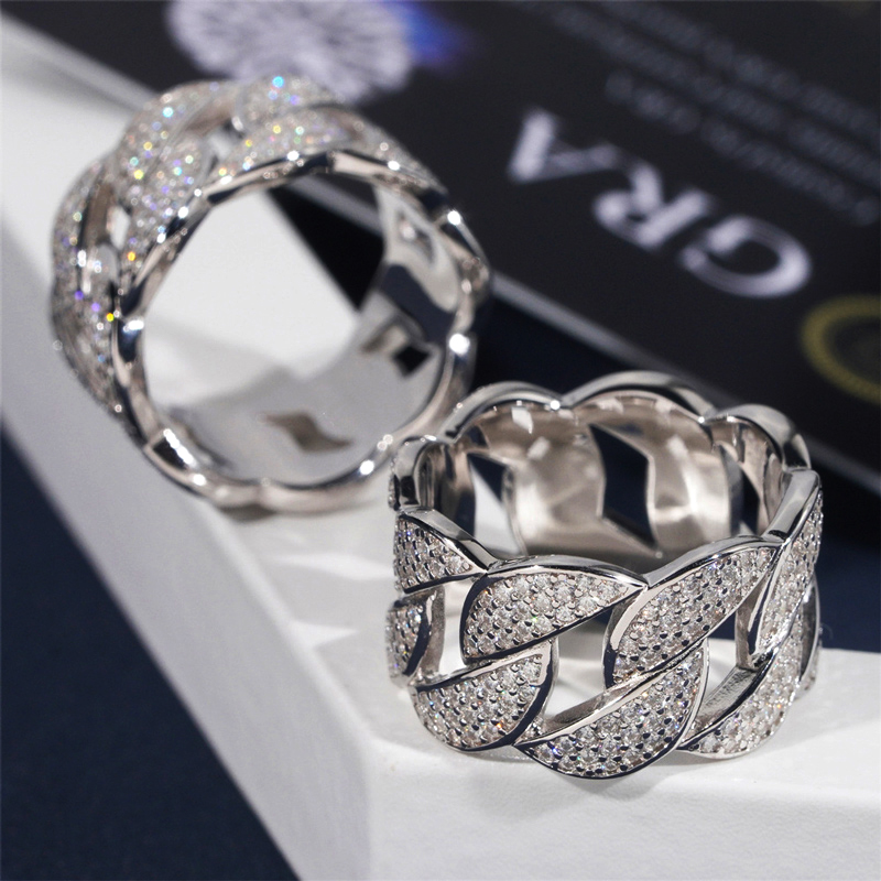 13mm S925 & Moissanite Cuban Ring Iced Out Shine With Street Luxury - Image 4