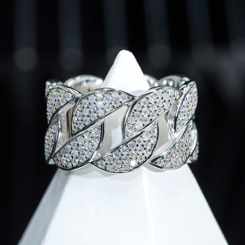 13mm S925 & Moissanite Cuban Ring Iced Out Shine With Street Luxury - Image 6