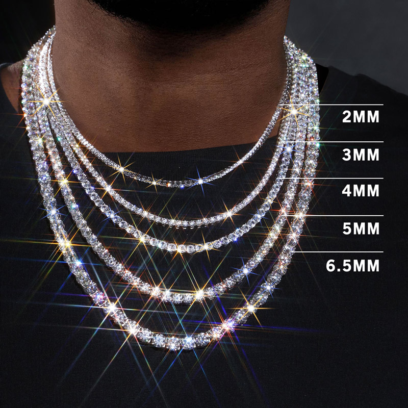 2mm/3mm/4mm/5mm/6.5mm S925 & Moissanite Tennis Chain Iced Out - Image 4