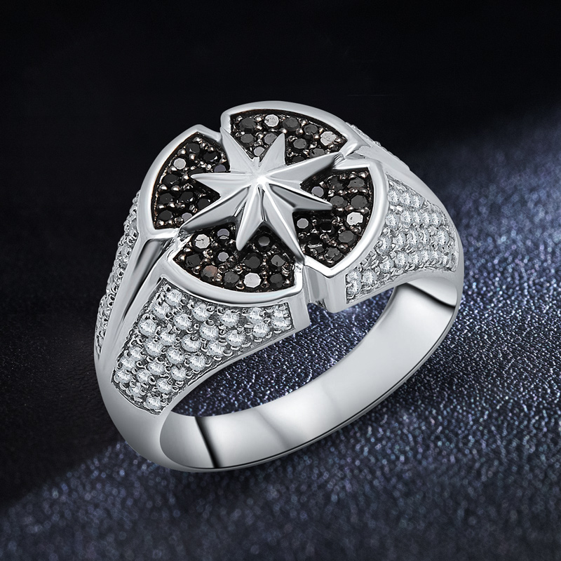 S925 & Moissanite Four-leaf Clover Star Ring With Iced Out Shine