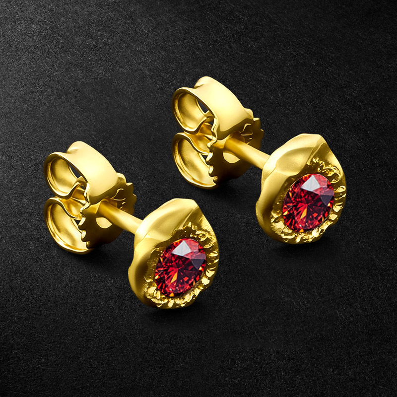 S925 & Moissanite Nugget Stud Earrings In Gold Plating Iced Out - Image 3