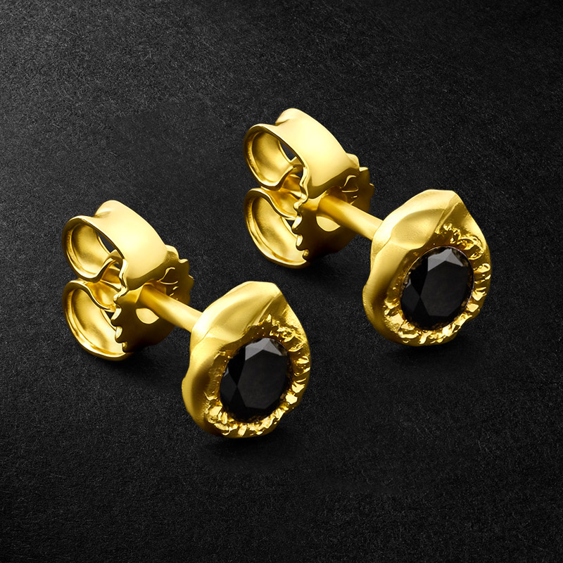 S925 & Moissanite Nugget Stud Earrings In Gold Plating Iced Out - Image 4