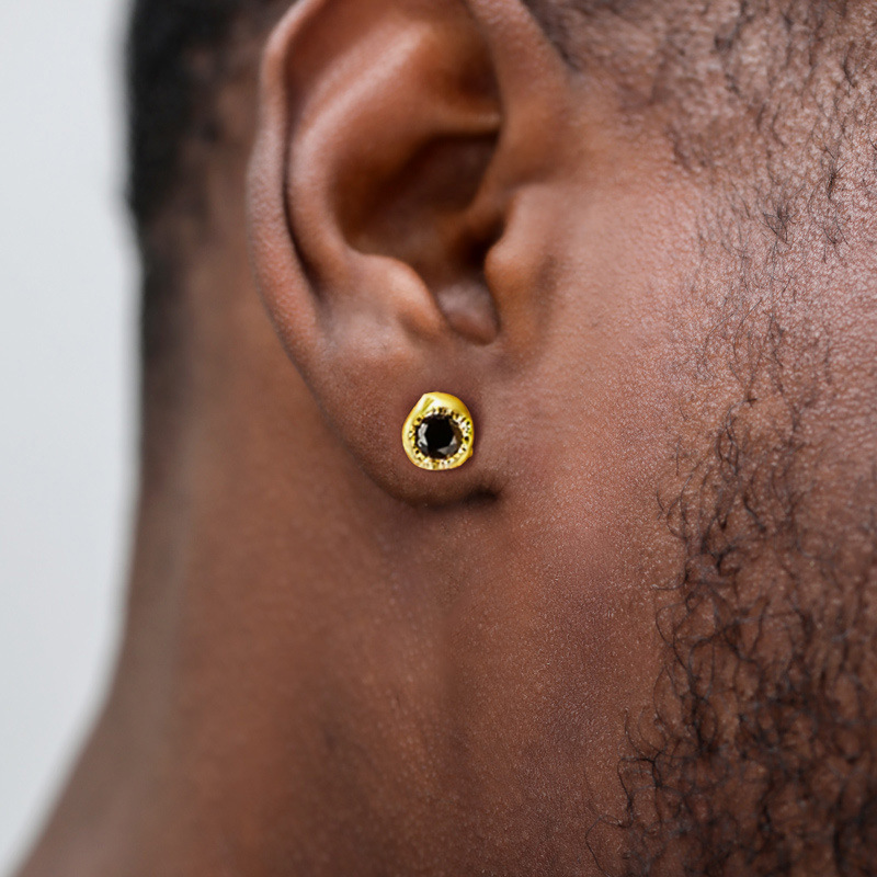 S925 & Moissanite Nugget Stud Earrings In Gold Plating Iced Out - Image 7