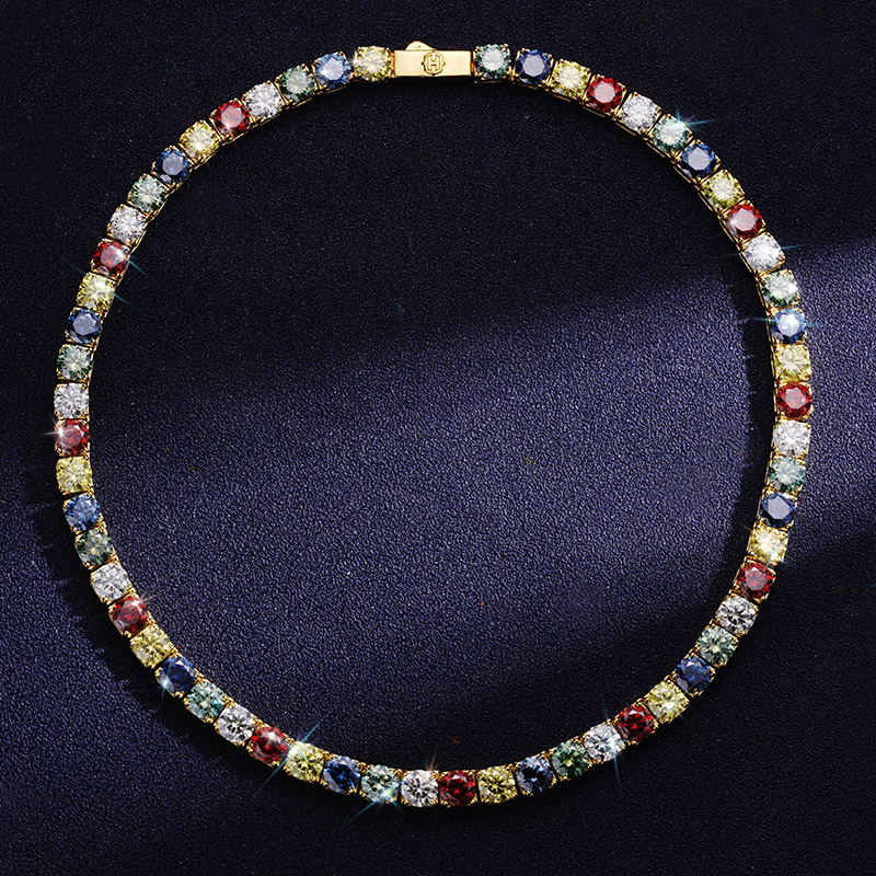 925 & Moissanite 6.5mm Colorful Tennis Chain With Iced Out Shine - Image 3