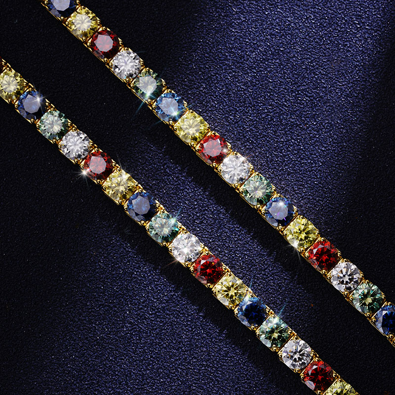 925 & Moissanite 6.5mm Colorful Tennis Chain With Iced Out Shine - Image 4