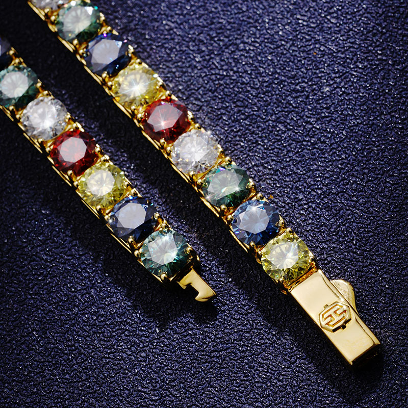 925 & Moissanite 6.5mm Colorful Tennis Chain With Iced Out Shine - Image 5