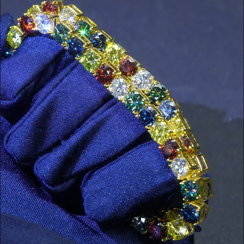 925 & Moissanite 6.5mm Colorful Tennis Chain With Iced Out Shine - Image 6