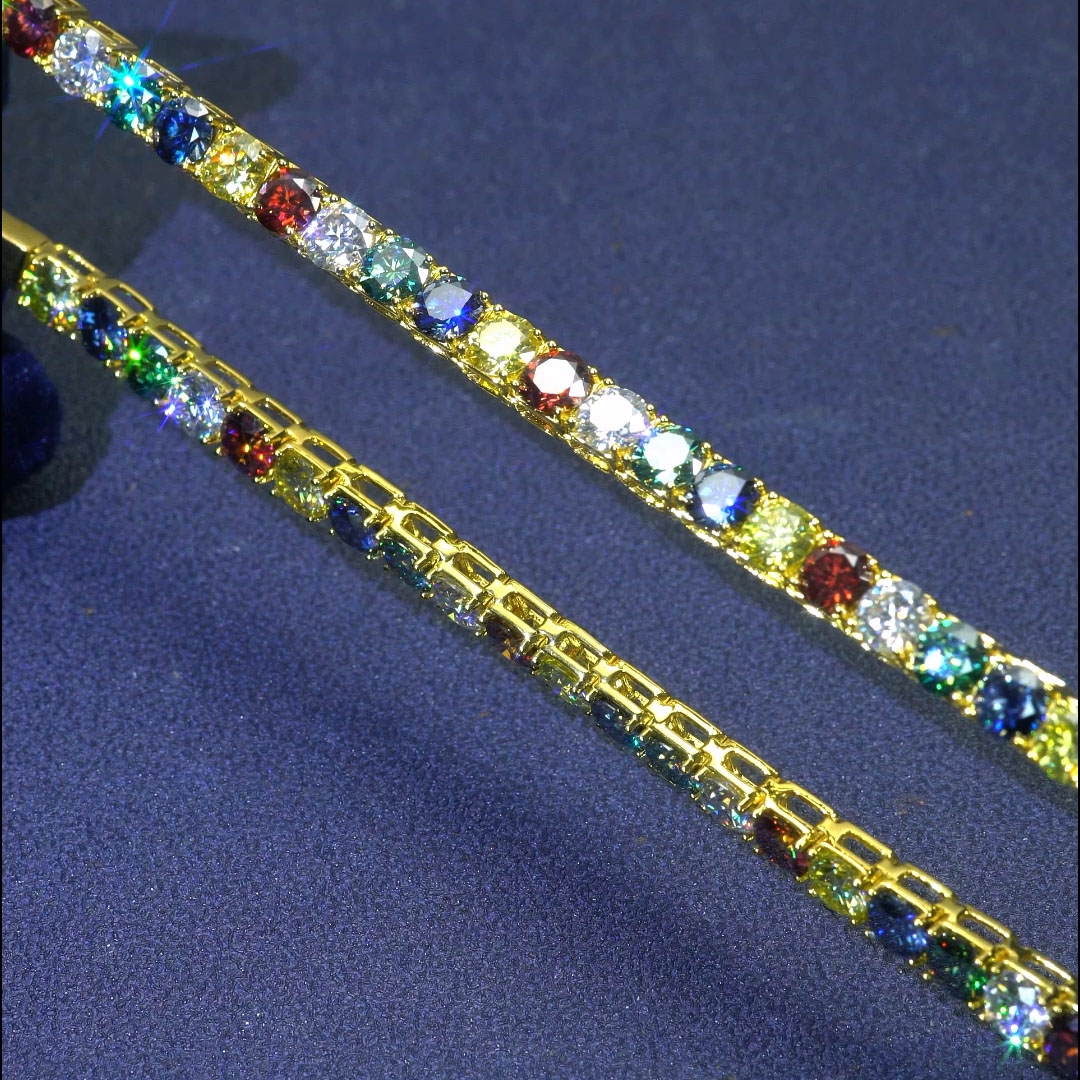 925 & Moissanite 6.5mm Colorful Tennis Chain With Iced Out Shine - Image 7