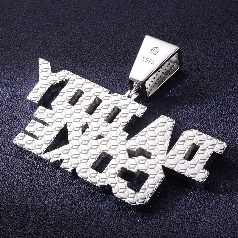 925s & Vvs Moissanite Custom Baguette Cut Name Pendant Iced Out - Image 5