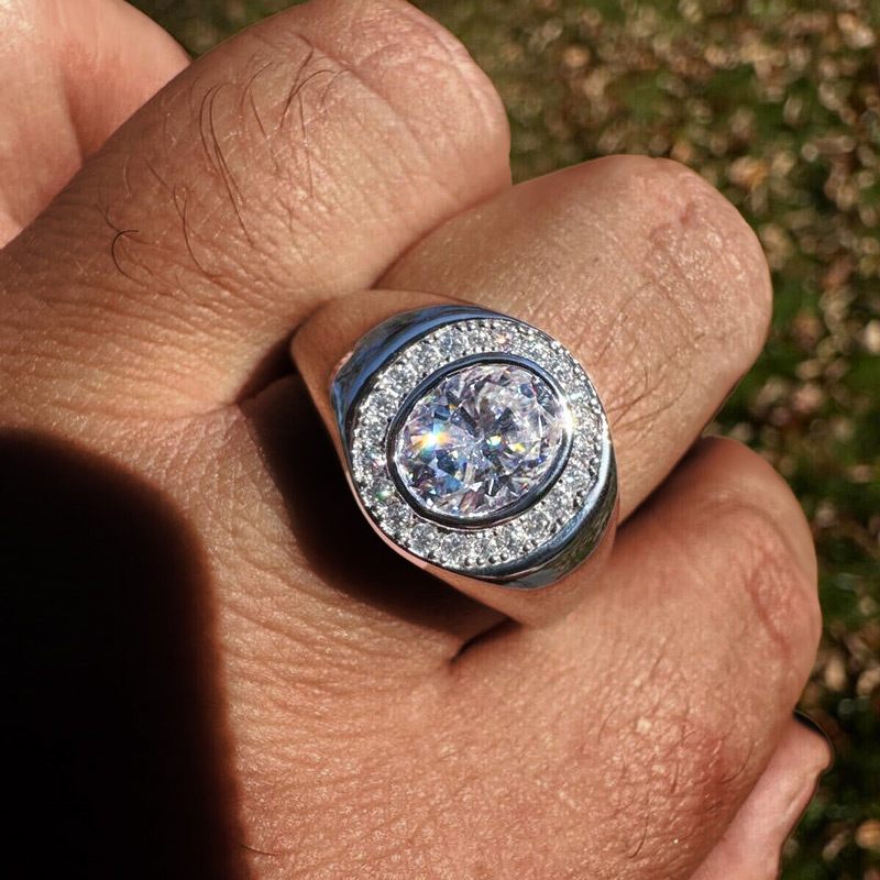 925s & Vvs Moissanite Oval Cut Ring Iced Out Shine With Street Luxury - Image 4