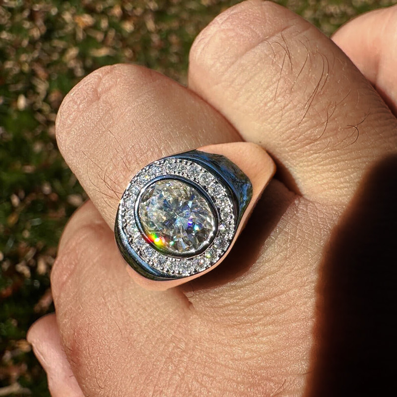 925s & Vvs Moissanite Oval Cut Ring Iced Out Shine With Street Luxury