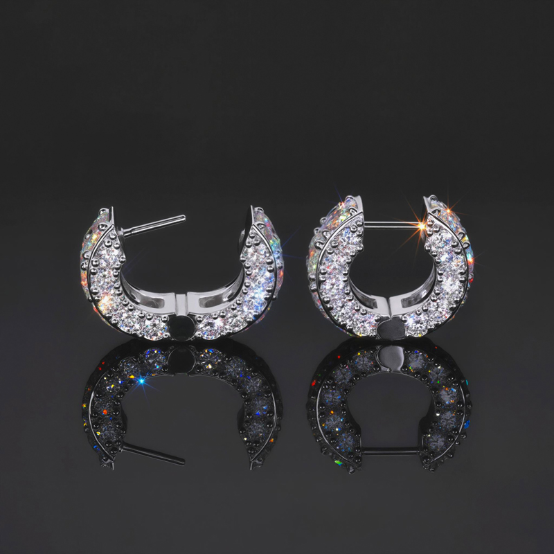 925s & Vvs Moissanite Hoop Earrings In White Gold With Iced Out Shine - Image 6