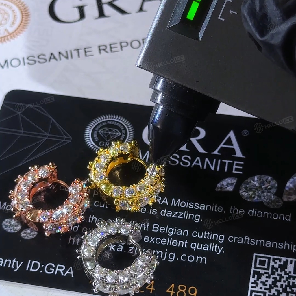 925s & Vvs Moissanite Hoop Earrings In White Gold With Iced Out Shine - Image 8