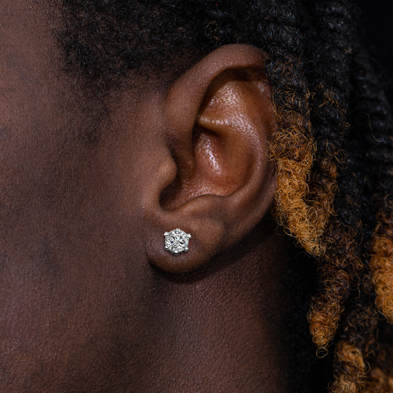 925s & Vvs Moissanite 6-prong Stud Earrings With Cross Sides Iced Out - Image 4