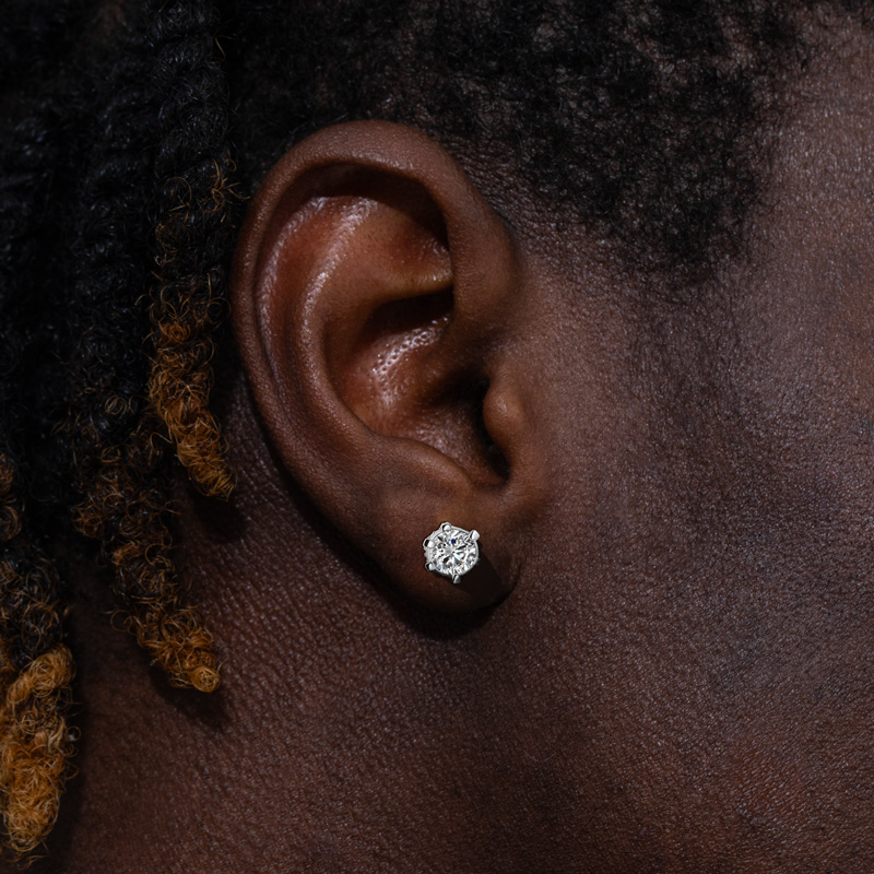 925s & Vvs Moissanite 6-prong Stud Earrings With Cross Sides Iced Out - Image 5