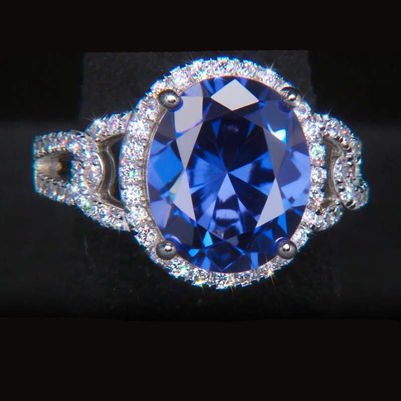 Iced Out Oval Sapphire Ring Gold With Street Luxury Shine - Image 4