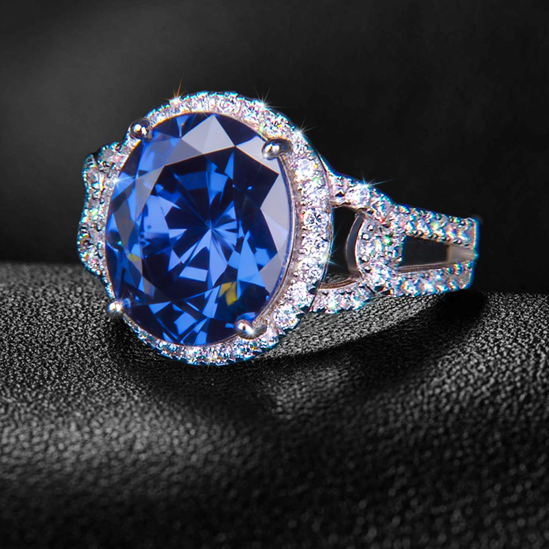 Iced Out Oval Sapphire Ring Gold With Street Luxury Shine - Image 5
