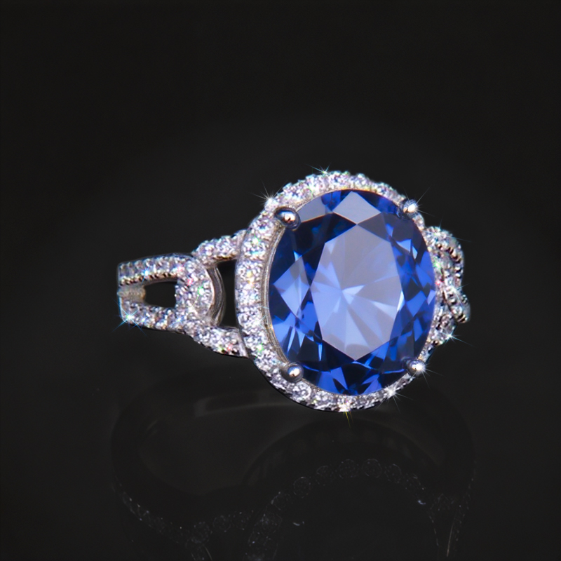Iced Out Oval Sapphire Ring Gold With Street Luxury Shine