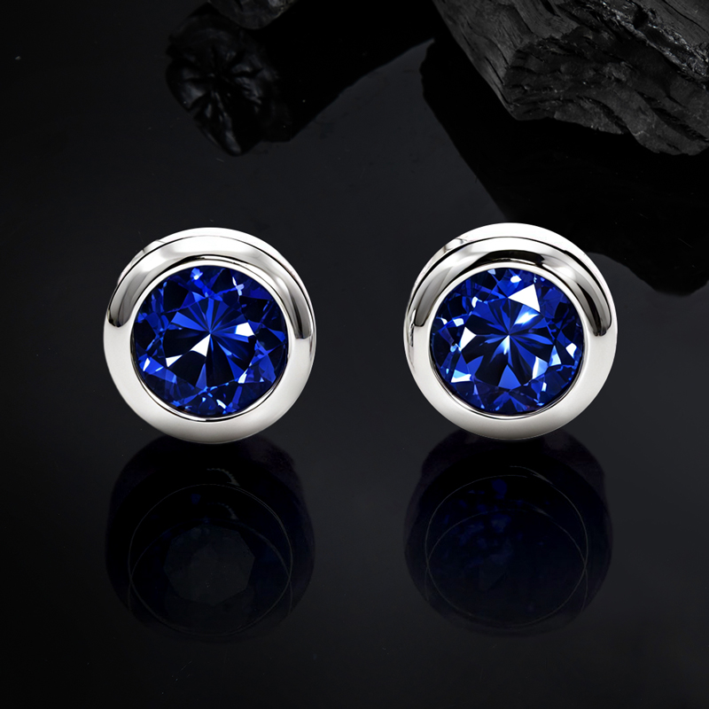 0.5ct/1ct 925s & Vvs Moissanite Round Sapphire Stud Earrings Iced Out - Image 3