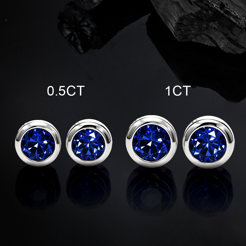 0.5ct/1ct 925s & Vvs Moissanite Round Sapphire Stud Earrings Iced Out - Image 7