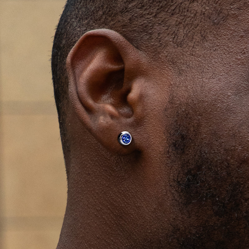 0.5ct/1ct 925s & Vvs Moissanite Round Sapphire Stud Earrings Iced Out
