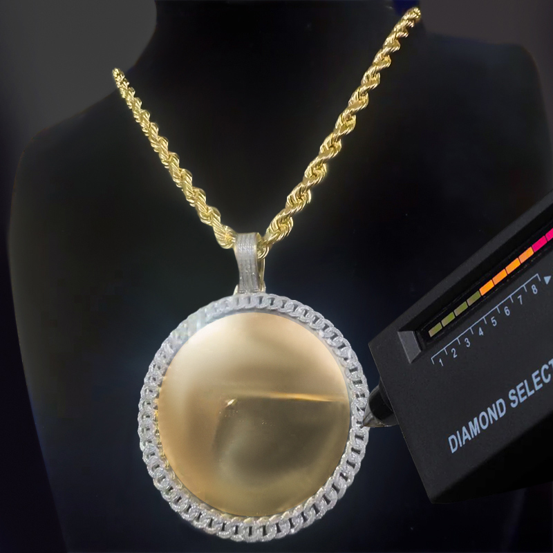 925s & Vvs Moissanite Cuban Link Photo Pendant In Gold Iced Out