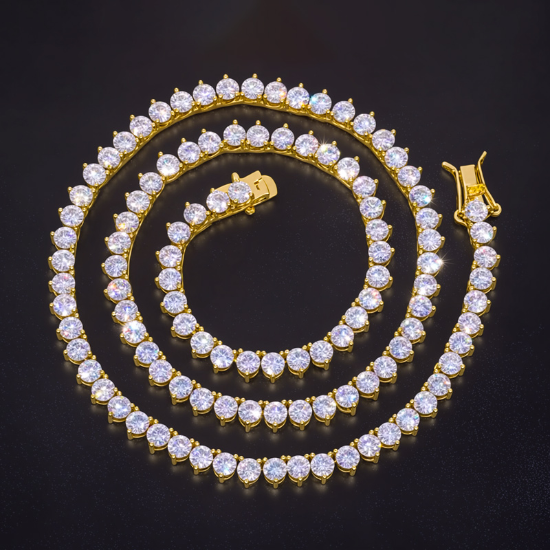 2mm/3mm/4mm 3-claw S925 & Moissanite Tennis Chain With Iced Out Shine - Image 8