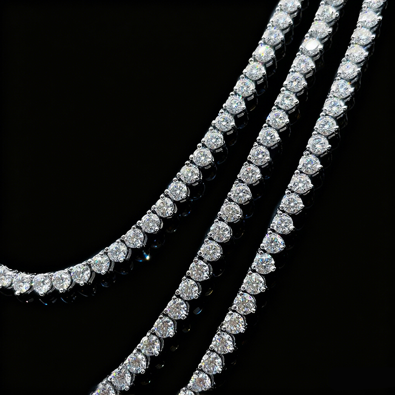 2mm/3mm/4mm 3-claw S925 & Moissanite Tennis Chain With Iced Out Shine