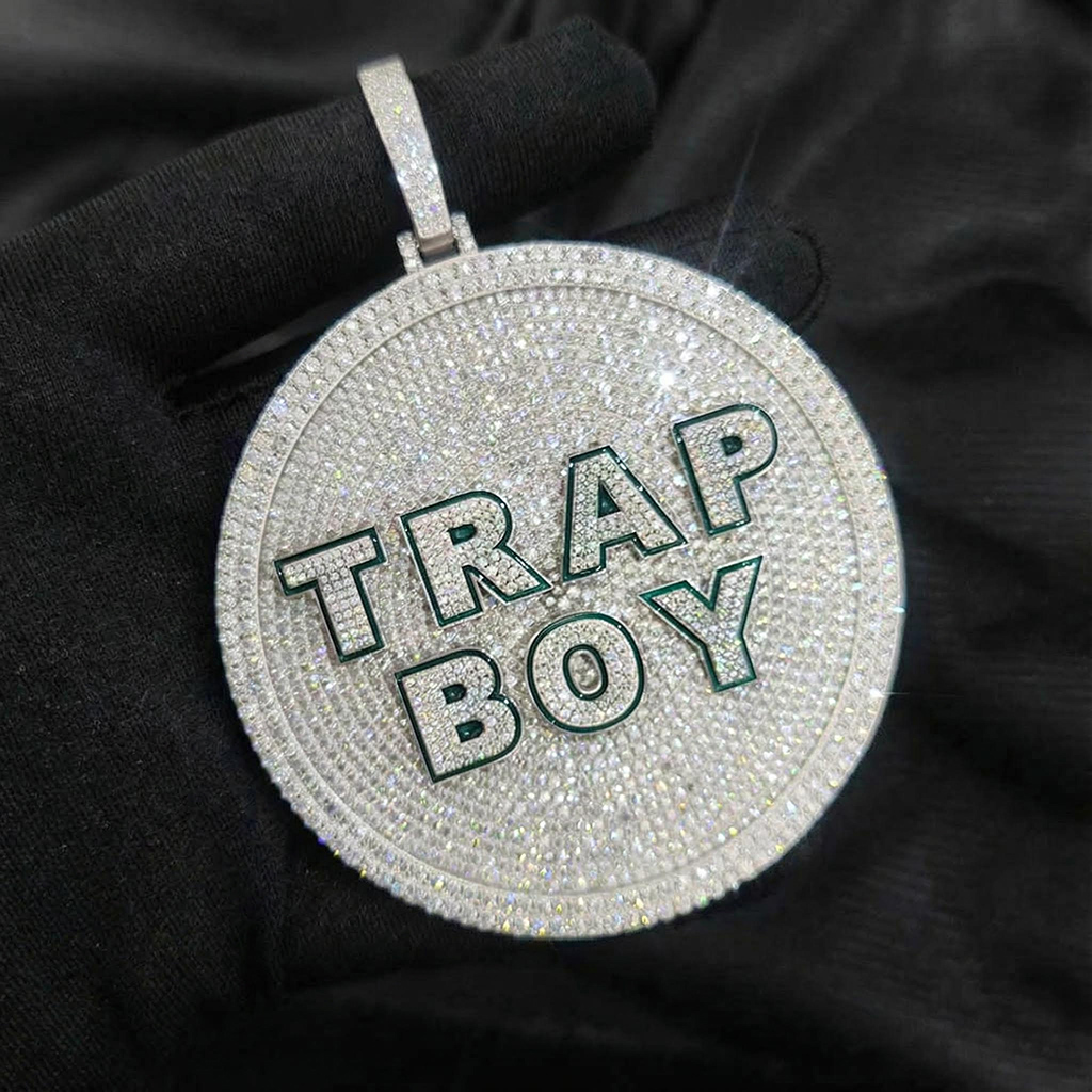 925s & Vvs Moissanite Round Custom Name Pendant With Iced Out Shine - Image 3