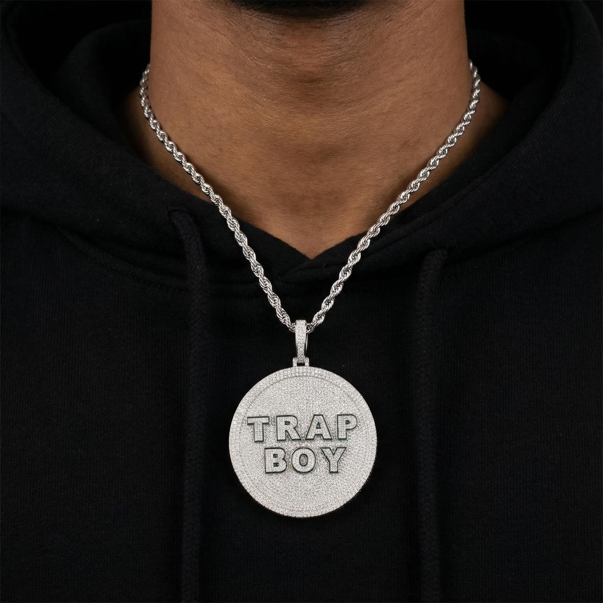 925s & Vvs Moissanite Round Custom Name Pendant With Iced Out Shine - Image 4