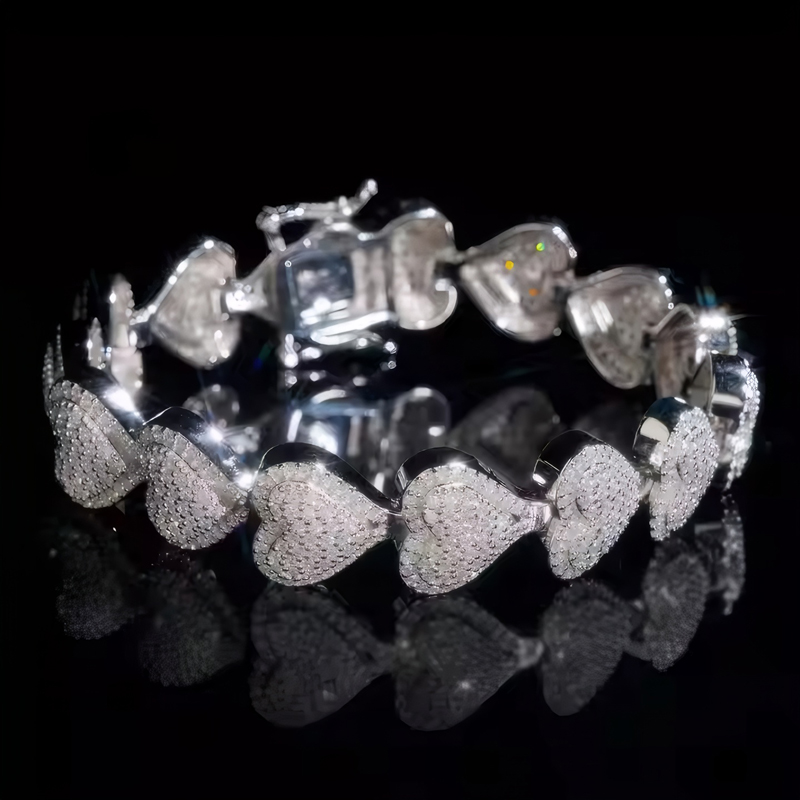 8mm 925s & Vvs Moissanite Heart Bracelet Iced Out Shine With Street Luxury - Image 3