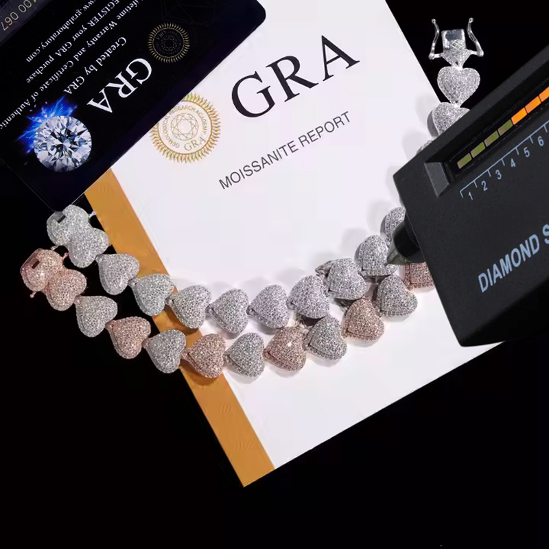 8mm 925s & Vvs Moissanite Heart Bracelet Iced Out Shine With Street Luxury - Image 4
