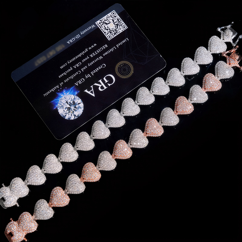 8mm 925s & Vvs Moissanite Heart Bracelet Iced Out Shine With Street Luxury - Image 5