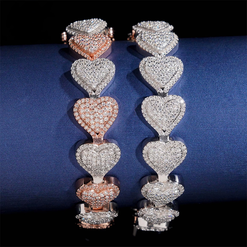 8mm 925s & Vvs Moissanite Heart Bracelet Iced Out Shine With Street Luxury