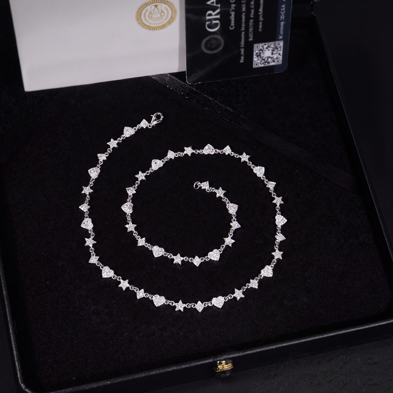925s & Vvs Moissanite Heart Star Diamond Chain With Iced Out Shine - Image 3