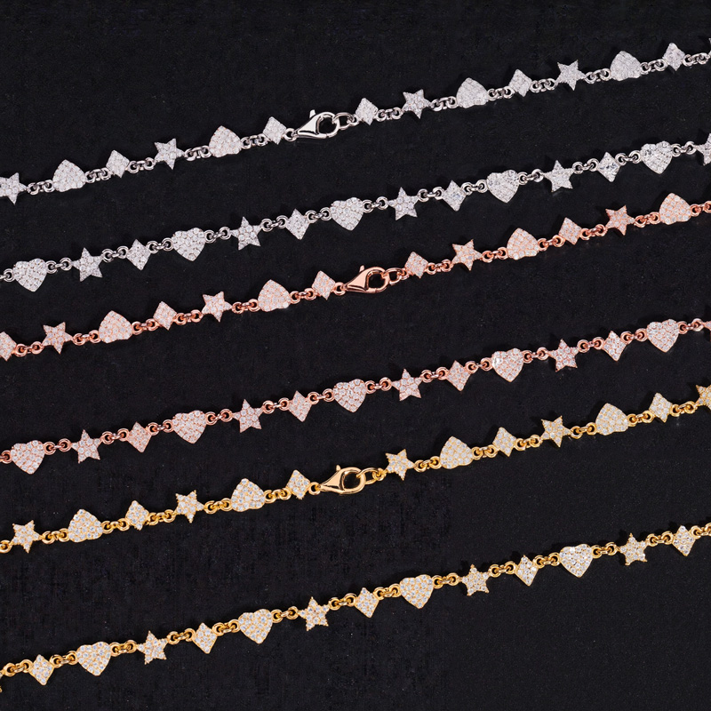925s & Vvs Moissanite Heart Star Diamond Chain With Iced Out Shine - Image 6