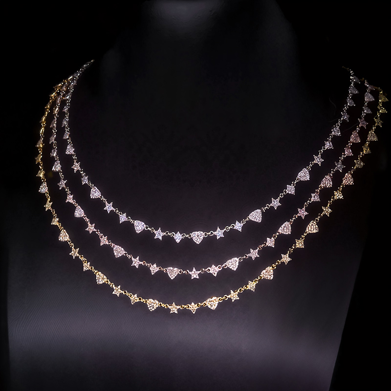 925s & Vvs Moissanite Heart Star Diamond Chain With Iced Out Shine