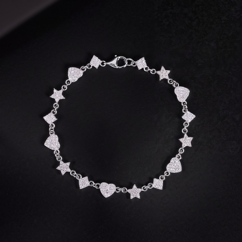 925s & Vvs Moissanite Heart Star Diamond Bracelet With Iced Out Shine - Image 3