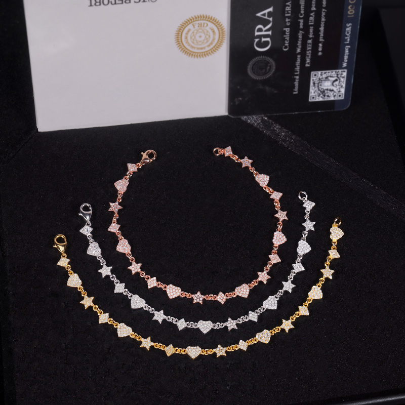 925s & Vvs Moissanite Heart Star Diamond Bracelet With Iced Out Shine - Image 7