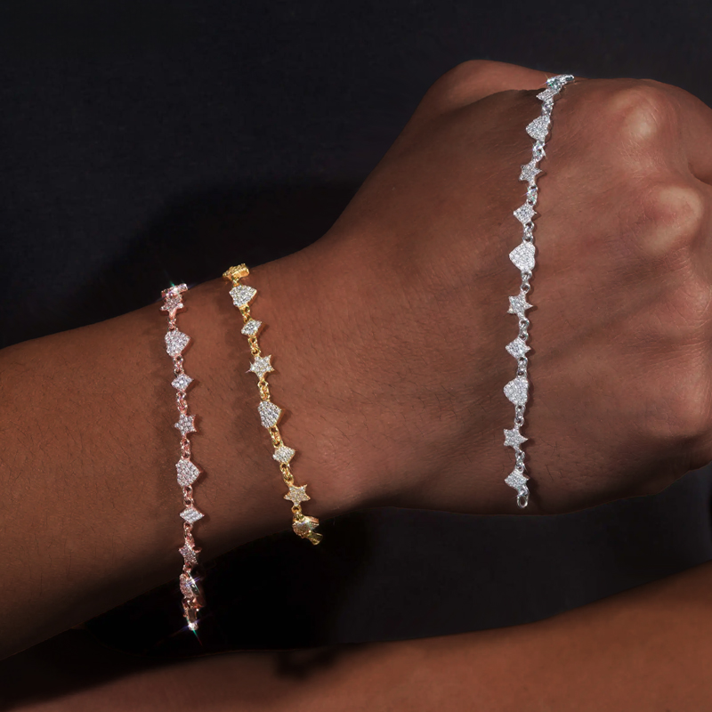 925s & Vvs Moissanite Heart Star Diamond Bracelet With Iced Out Shine - Image 8
