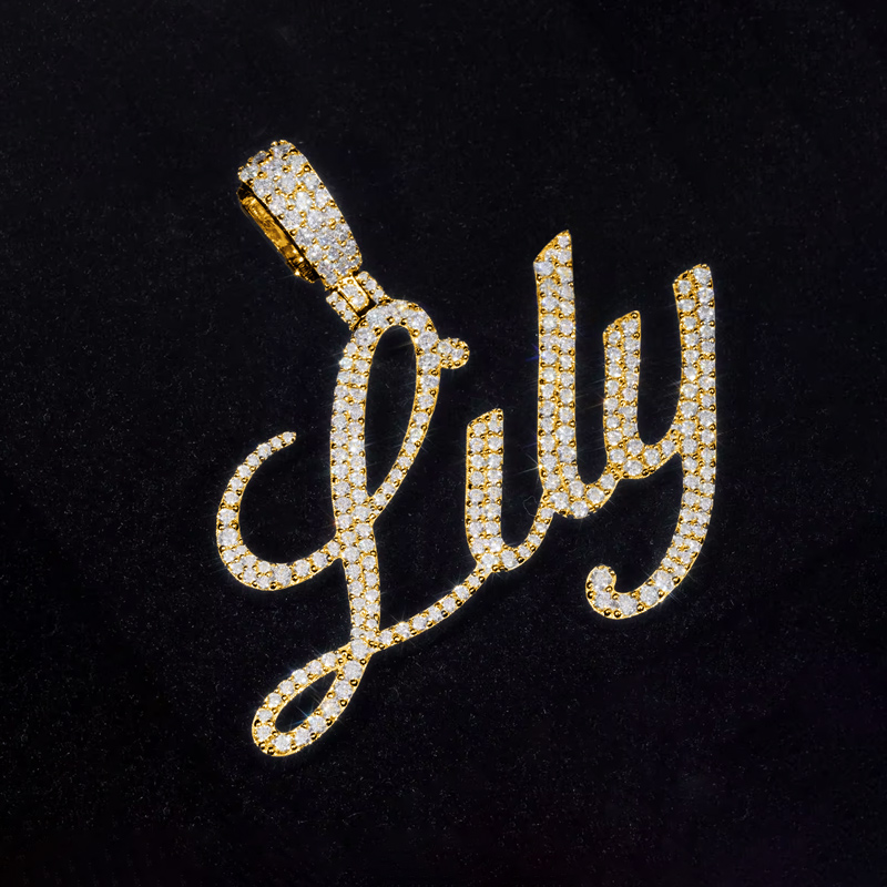 925s & Vvs Moissanite Round Cut Custom Name Letter Pendant Iced Out