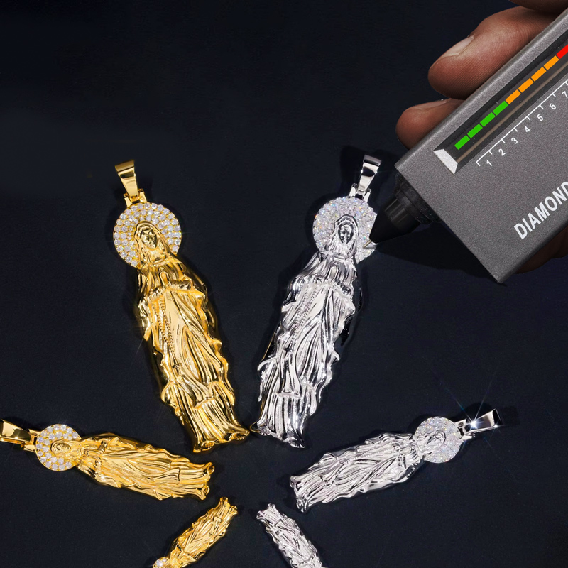 925s & Vvs Moissanite Virgin Mary Pendant Iced Out Shine With Street Luxury - Image 3