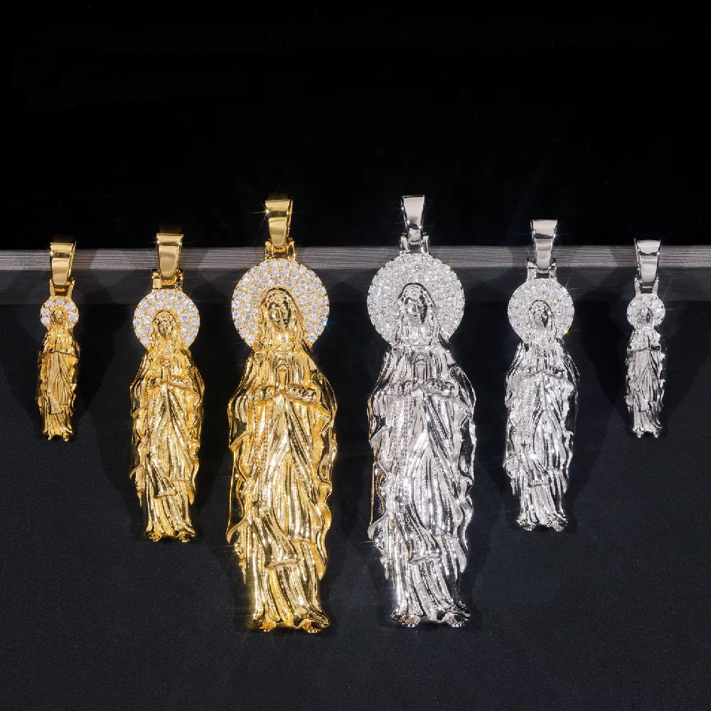 925s & Vvs Moissanite Virgin Mary Pendant Iced Out Shine With Street Luxury