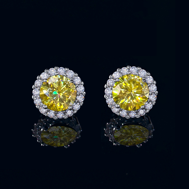 1ct S925 & Moissanite Round Halo Earrings Iced Out Shine With Street Luxury - Image 3